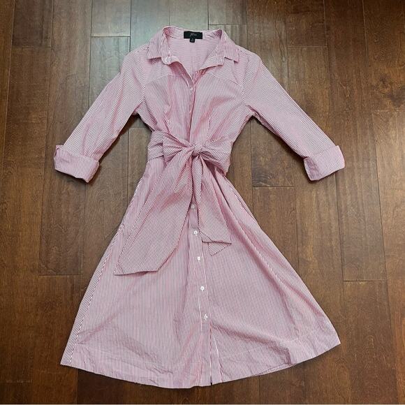 J. Crew Preppy Summer Red and White Striped Women’s Shirtdress, Size 4 - Picture 5 of 16